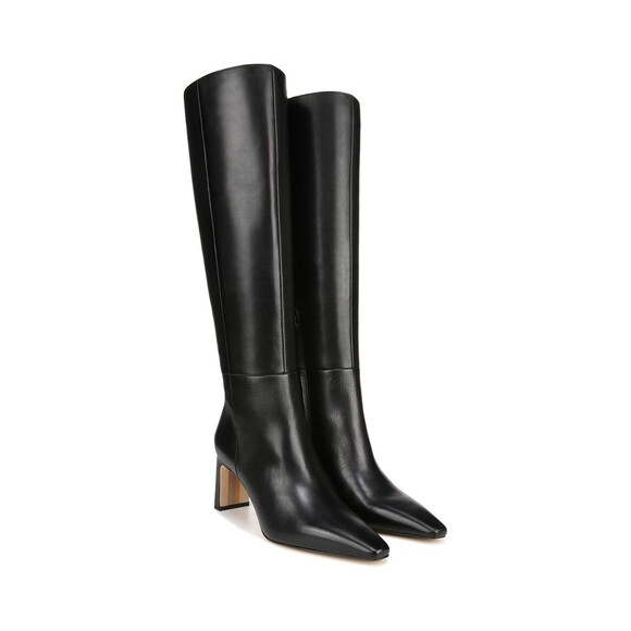 Sam Edelman Wo Sylvia Zipper Tall Square Toe Knee-High Boots Shoes NIB 6.5 BLACK - Picture 1 of 7
